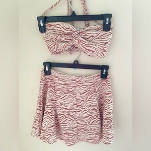 Two Piece Zebra-print Skirt and Bandeau set.